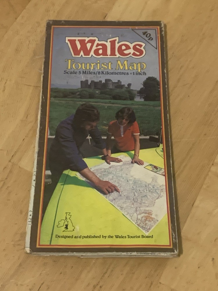 Vintage 1978 Wales Tourist Map Wales Tourist Board Town Gazetteer