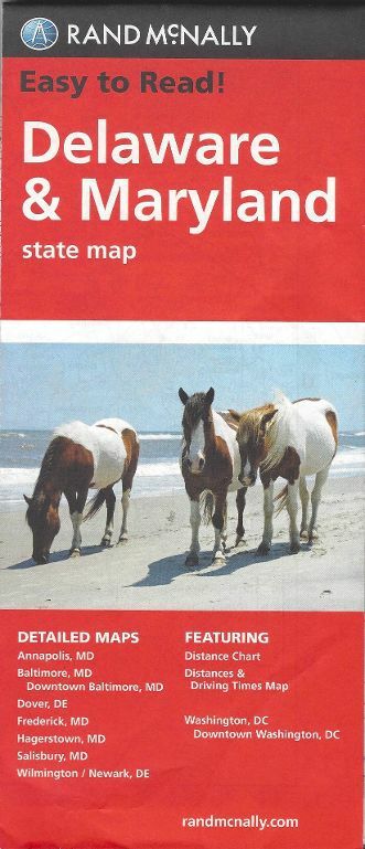 State Map of Delaware & Maryland, Easy To Read!, by Rand McNally – 2022