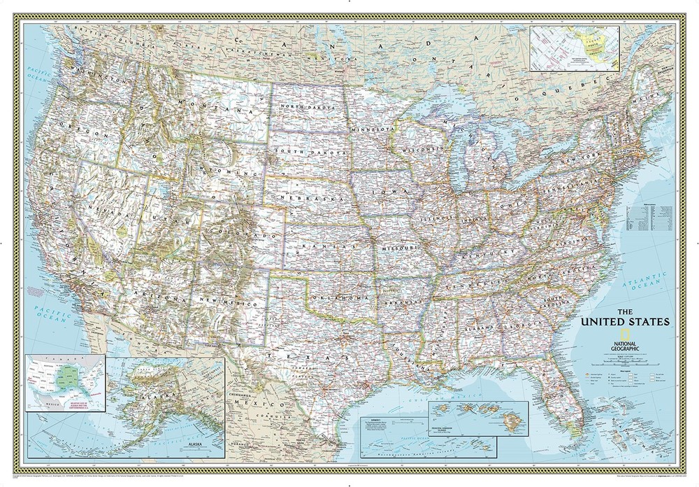 National Geographic United States Classic Enlarged Wall Map – Laminated (69.2…