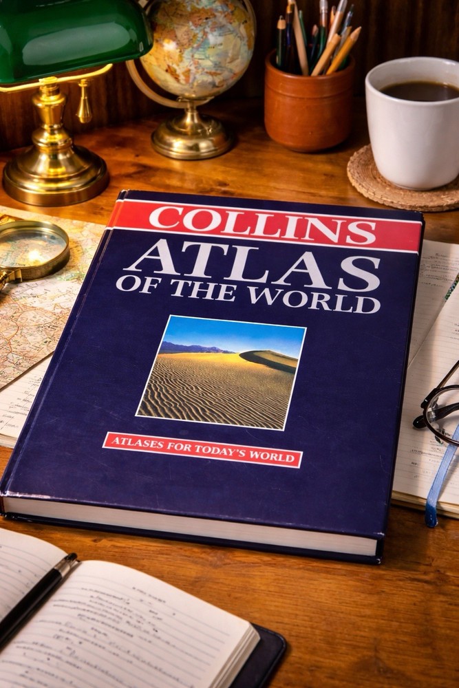 Collins Atlas of the World 2003 Hardcover Maps Geography 15×11 Book EUC
