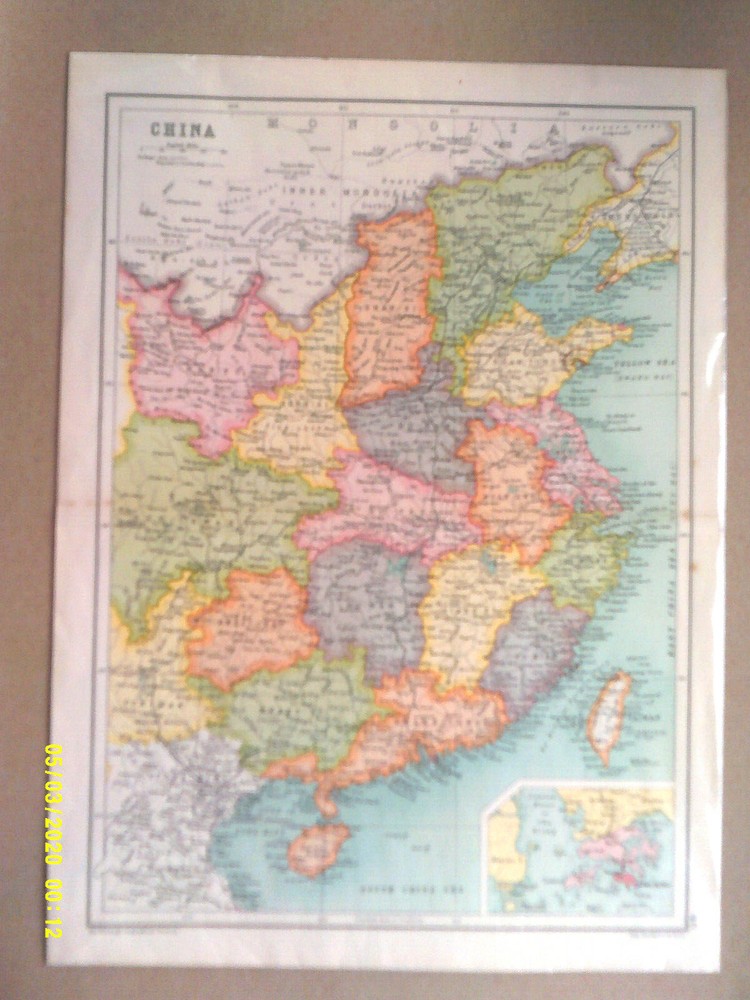 Antique Map. CHINA with Hong Kong inset. Bartholomew. c1909. VG.