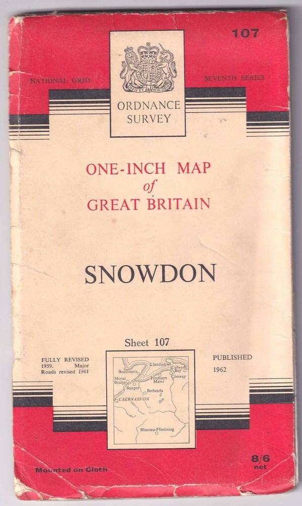 ORDNANCE SURVEY ONE INCH MAP: SNOWDON (Seventh Series) – cloth