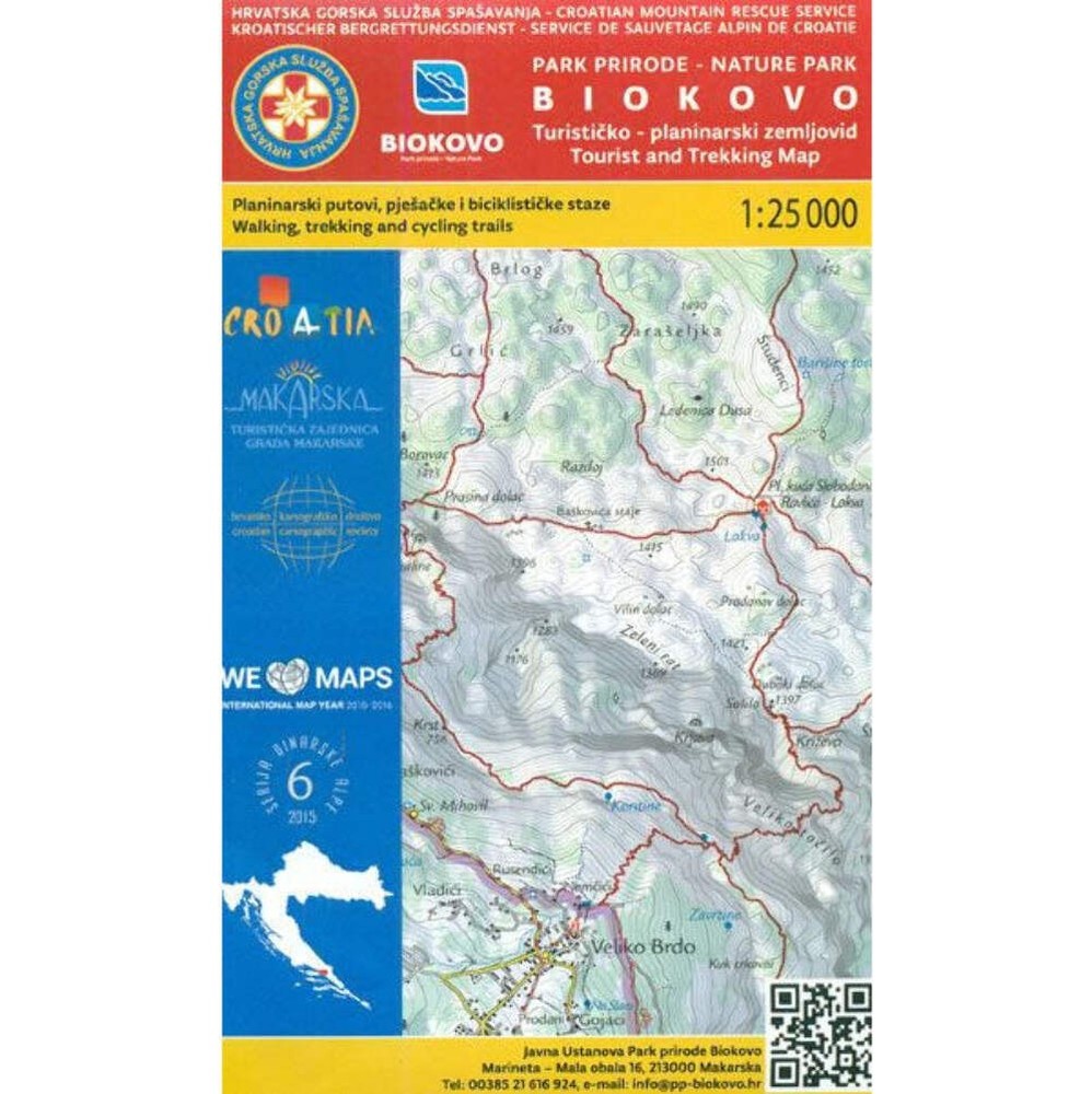 Biokovo Mountain Nature Park (near Makarska, Croatia) Walking and trekking Map