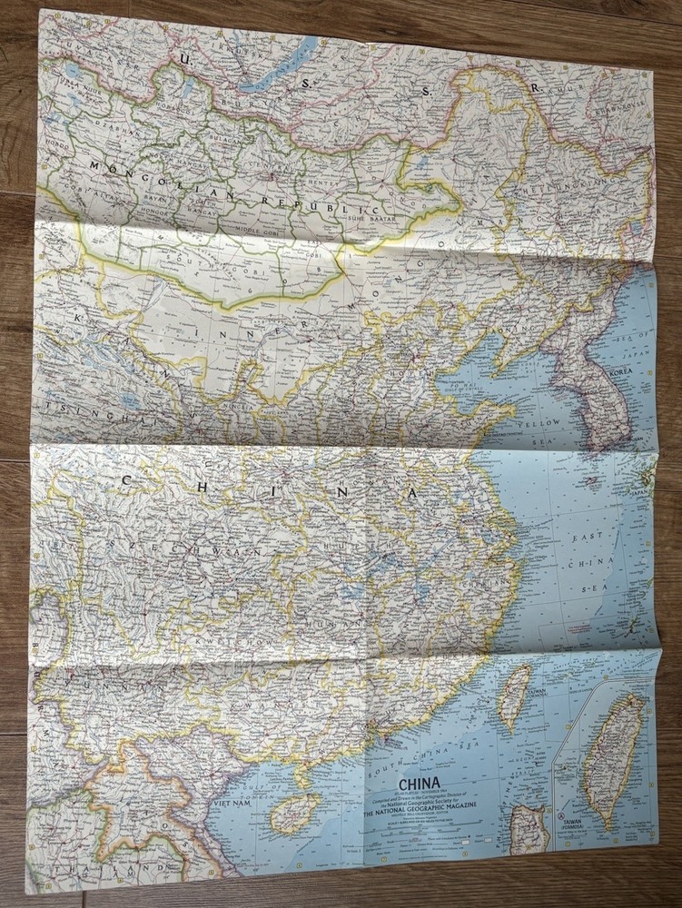 National Geographical maps (2) China, and Vietnam, 1960s vintage