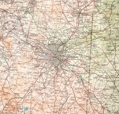 Antique Bartholomew’s Half Inch Contoured Map 18 Birmingham c 1900 Cartography