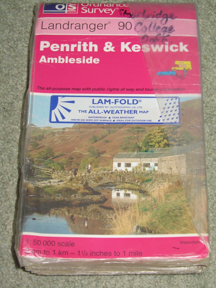 OS Ordnance Survey Landranger 1:50000 Sheet 90 Penrith & Keswick LAM-FOLD 1997