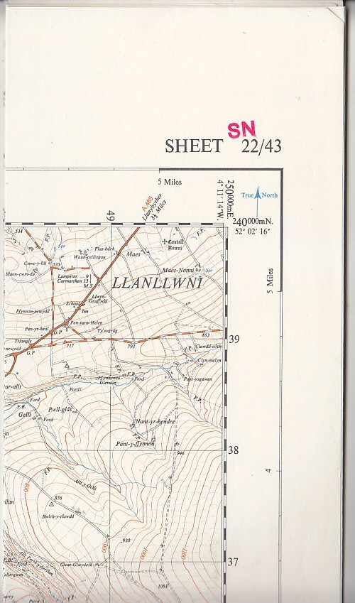 Ordnance Survey 1:25,000 First Series Map Sheet 22/43 (SN 43) Pencader