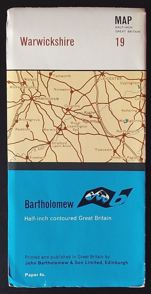 Bartholomew Half-Inch Contoured Map, Sheet 19: Warwickshire (1967).