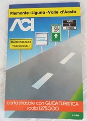 Vintage Italian Road Map of Italy Piemonte Liguria Valle d’Aosta Double sided