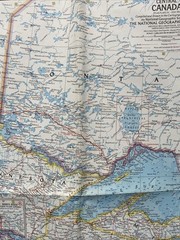 National Geographic Magazine Paper Map Of Central Canada 1963 Vintage Geography