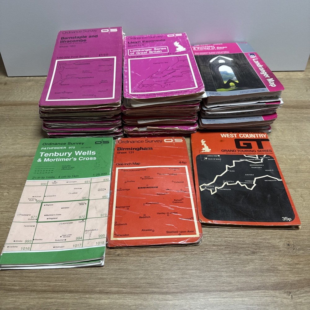 Lot Of 34 OS Ordnance Survey Landranger Map Job Lot Bundle Vintage Maps