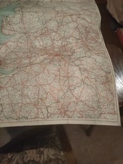 Geographia Clear Road Map On Cloth 60 Miles Round Blackpool England And Wales