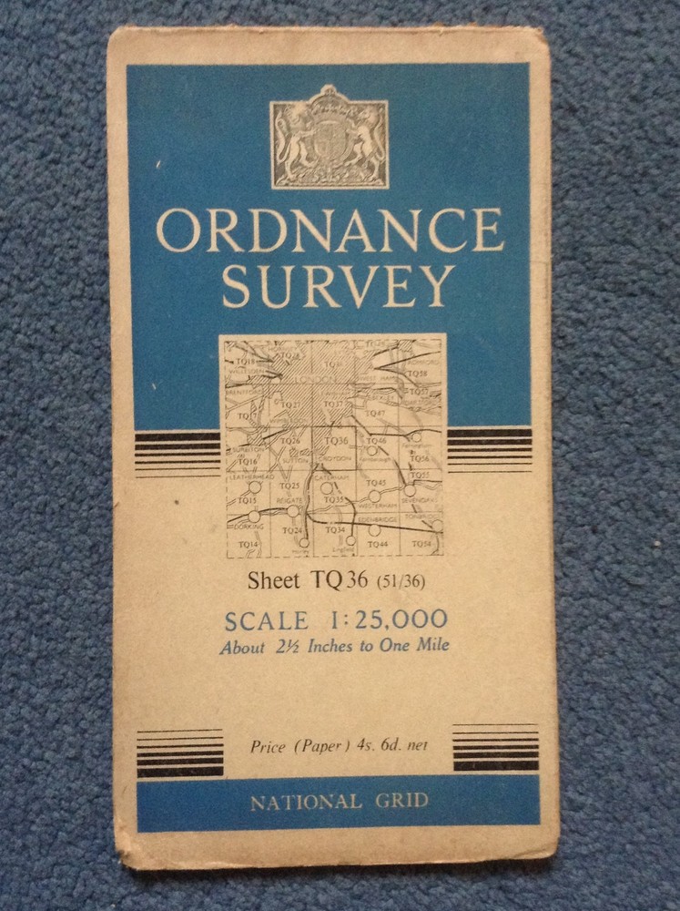 Vintage OS Map – Sheet TQ 36 – CROYDON, BECKENHAM, SELSDON area – 1952
