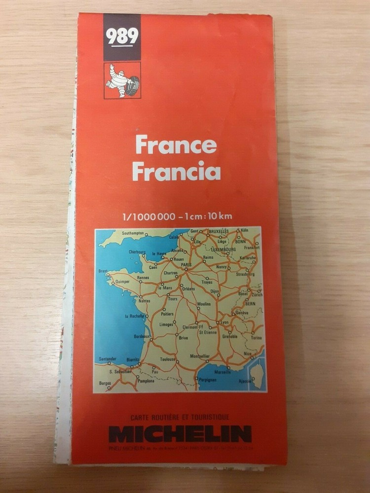 Michelin 989 – France – 1/10,000,000 – 1cm:10km