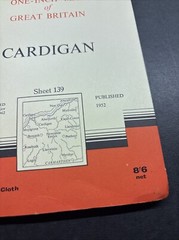 Ordnance Survey Map 7th series Revised 1962 One Inch Mounted On Cloth Cardigan