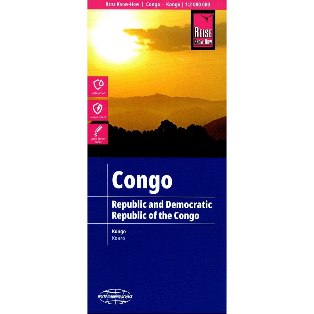 Congo Road Map – Reise Know-How 1:2Mil waterproof Multi-language legend