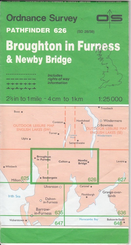 Ordnance Survey Map 1:25,000 Pathfinder Sheet SD 28/38 Broughton-in-Furness