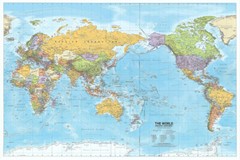 World Map Political Poster Educational Art Wall Chart Travel 45X73CM 18*29in