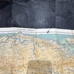 1921 Ordnance Survey One Inch Cloth Tourist Map Of Exmoor Exmoor Forest