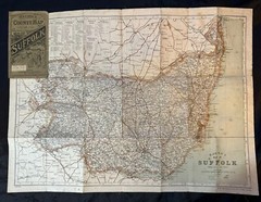 2 Vintage Bacon’s Motoring And Cycling Cloth Road Maps – Suffolk & Sussex