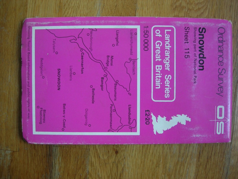 OS Ordnance Survey Landranger Sheet 115 Snowdon 1:50,000 1981