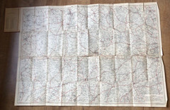 Bacon’s motoring & cycling road map, Reading, early 1900s vintage, imperfect
