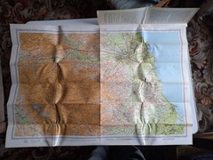 Tyneside, Bartholomew vintage map, Bartholomew Half-Inch contoured map