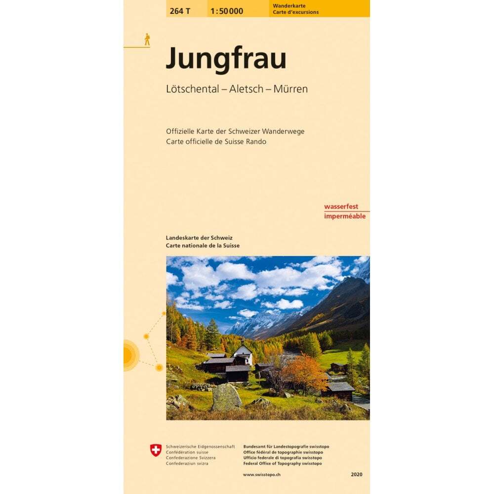 Switzerland map 264T: Jungfrau Lötschental Aletsch Mürren hiking trekking 1:50K