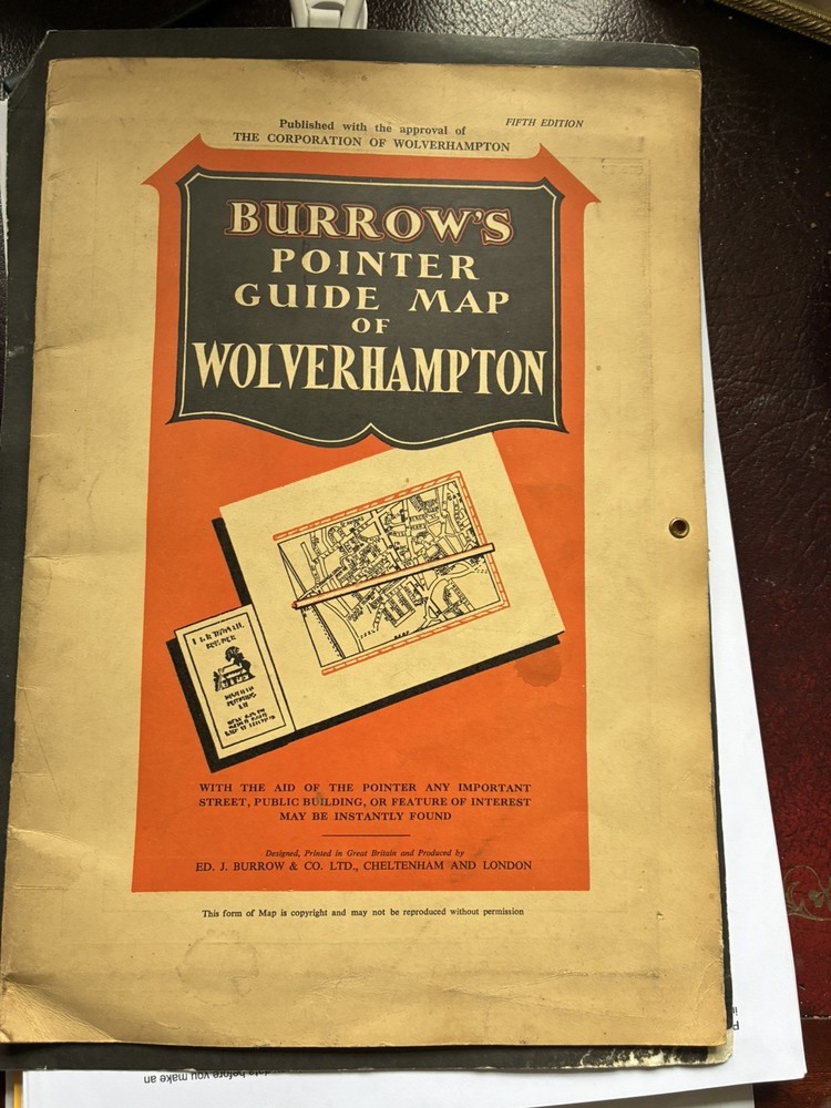 Burrows Pointer Guide Map Of Wolverhampton And district 5th Edition..