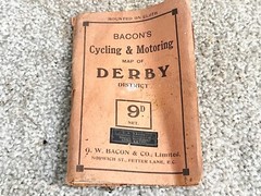 VINTAGE BACONS CYCLING & MOTORING MAP OF DERBY