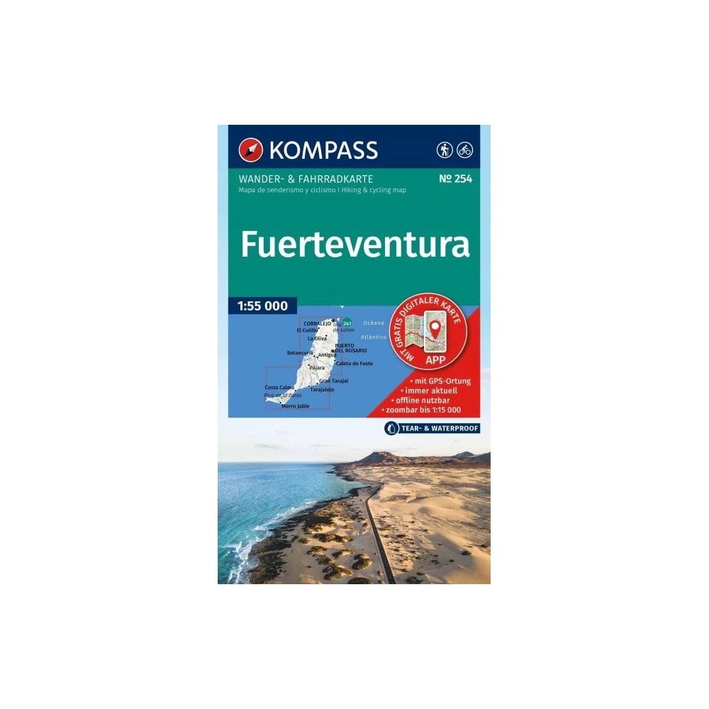 Spain Fuerteventura Kompass map 254 hiking walking cycling