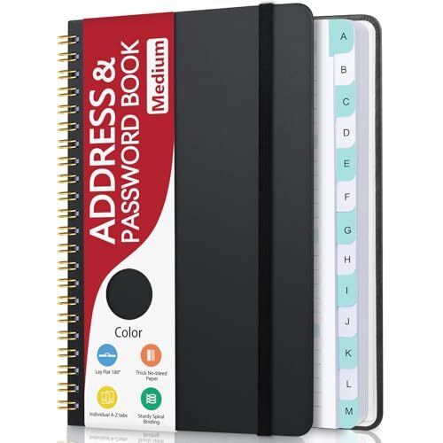 Address Book with Alphabetical Tabs, Hardcover Phone Medium(5.7″ x 7.7″) Black