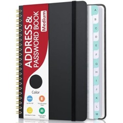 Address Book with Alphabetical Tabs, Hardcover Phone Medium(5.7″ x 7.7″) Black