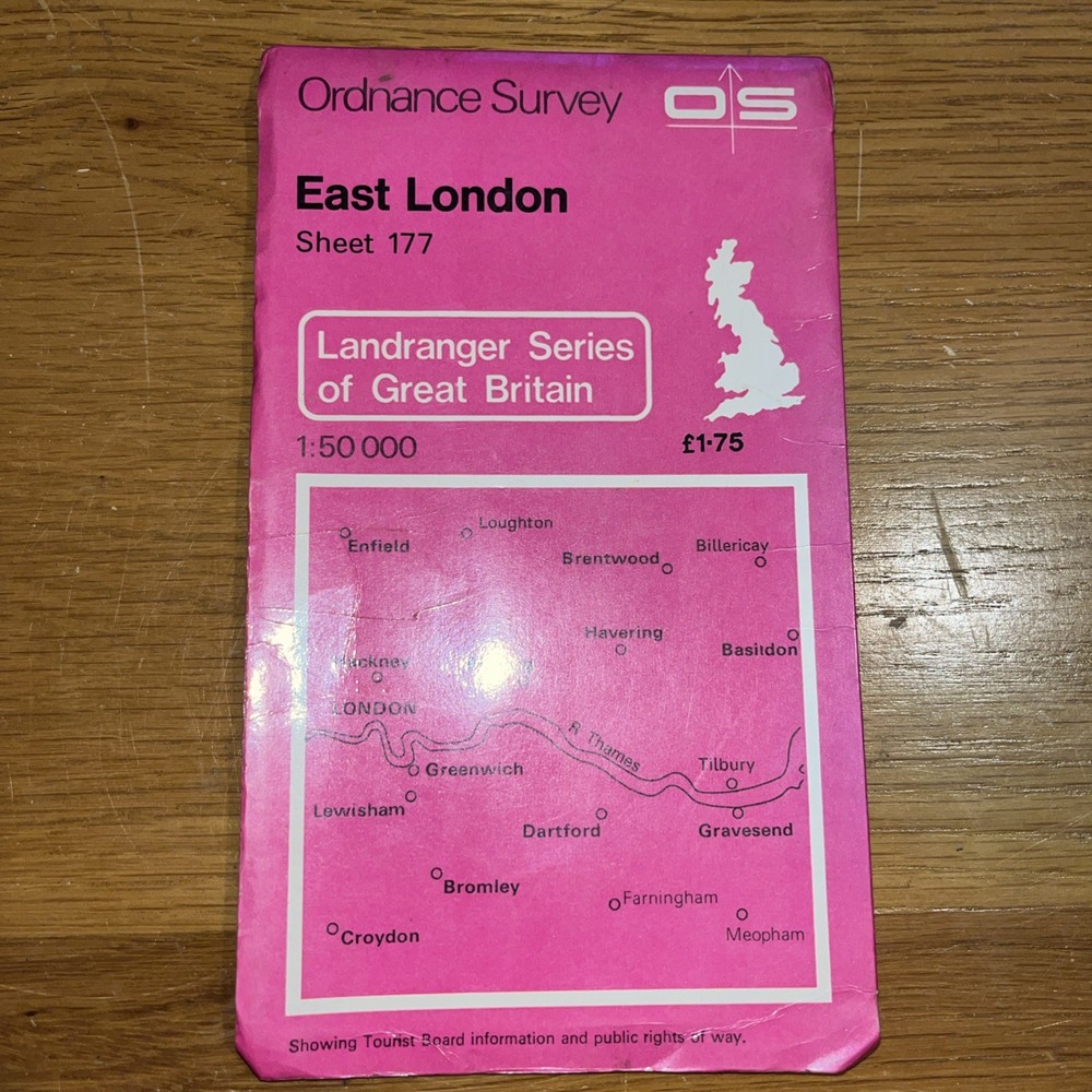 Vintage Ordnance Survey Landranger East London 1978 Map 177