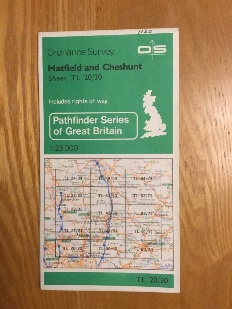 1982 Ordnance Survey Pathfinder Map TL 20/30 Hatfield & Cheshunt (incl Hoddesdon