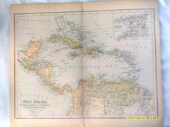Antique Map. WEST INDIES, CENTRAL AMERICA, COLOMBIA, etc. c1900. VG.