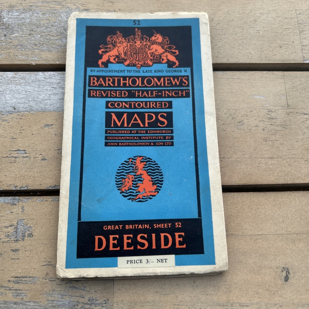 DEESIDE Bartholomew Revised Contoured Half Inch Map Sh 52 Paper 1950 Montrose
