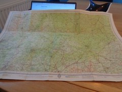 Bartholomew’s Cloth Contoured Maps 1930 -50s Half Inch Map Cambridge no 20