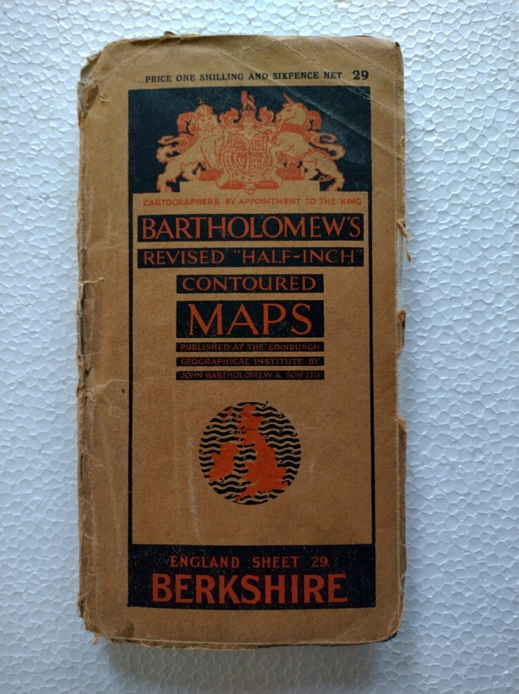 Vintage Bartholomew’s Revised Half-inch Contoured CLOTH Map Brown Cover