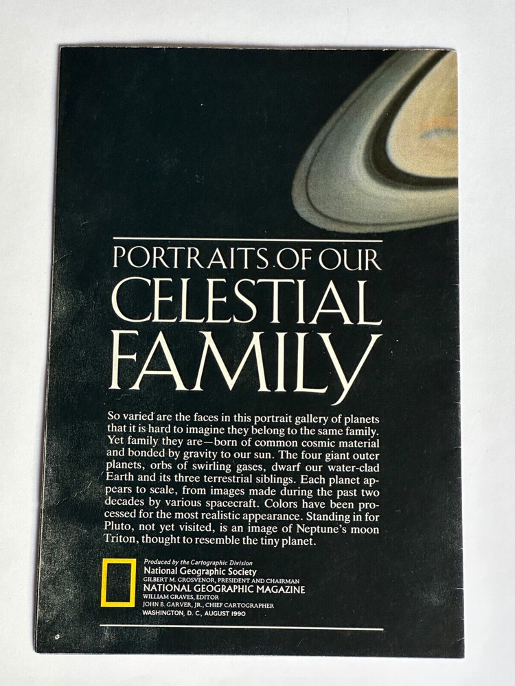 Portraits of our Celestial Family, National Geographic, Chart & Poster, 1990