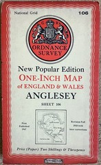 1947 Ordnance Survey New Popular Edition One Inch Map 106 Anglesey Wales