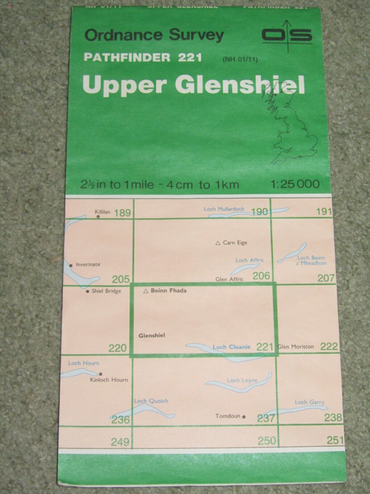 Ordnance Survey Pathfinder map sheet 221 (NH 01/11) Upper Glenshiel, 1990