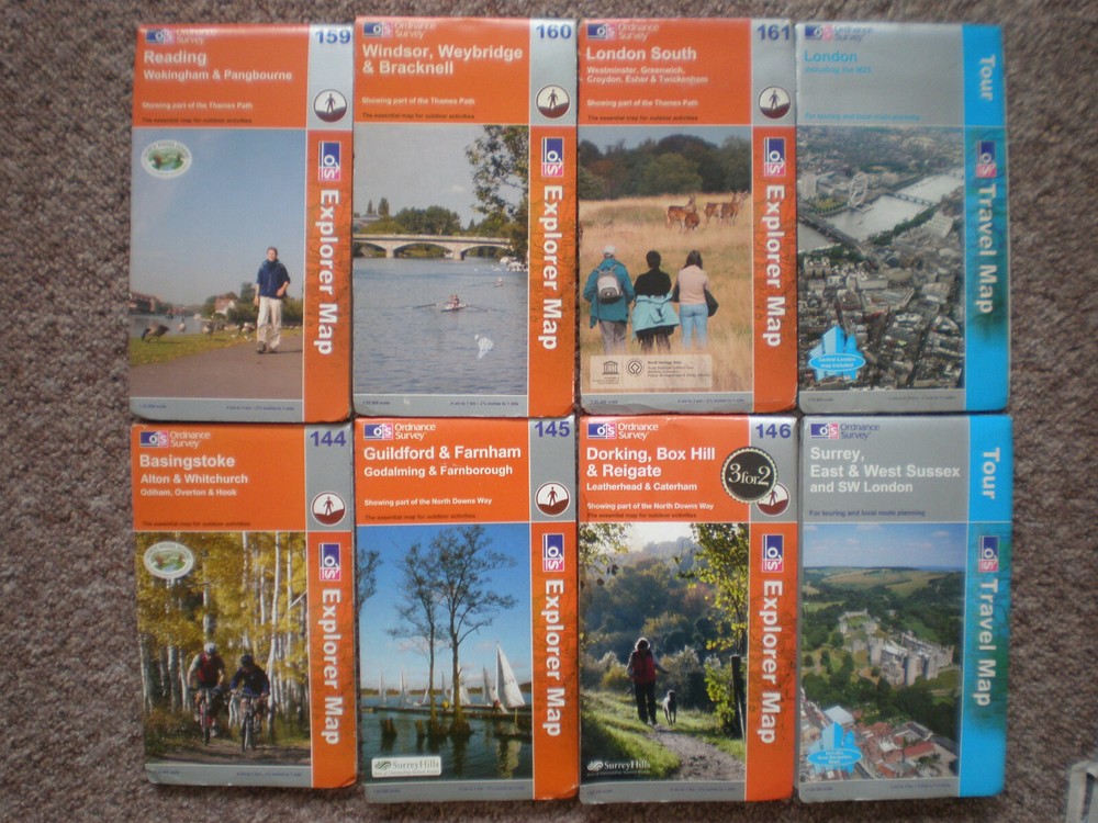 144 145 146 159 160 161 LONDON SURREY TOUR LOT EXPLORER ORDNANCE SURVEY MAPS OS