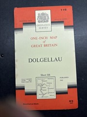 Vintage Ordnance Survey Map 7th series One Inch Cloth Mounted Dolgellau 1962