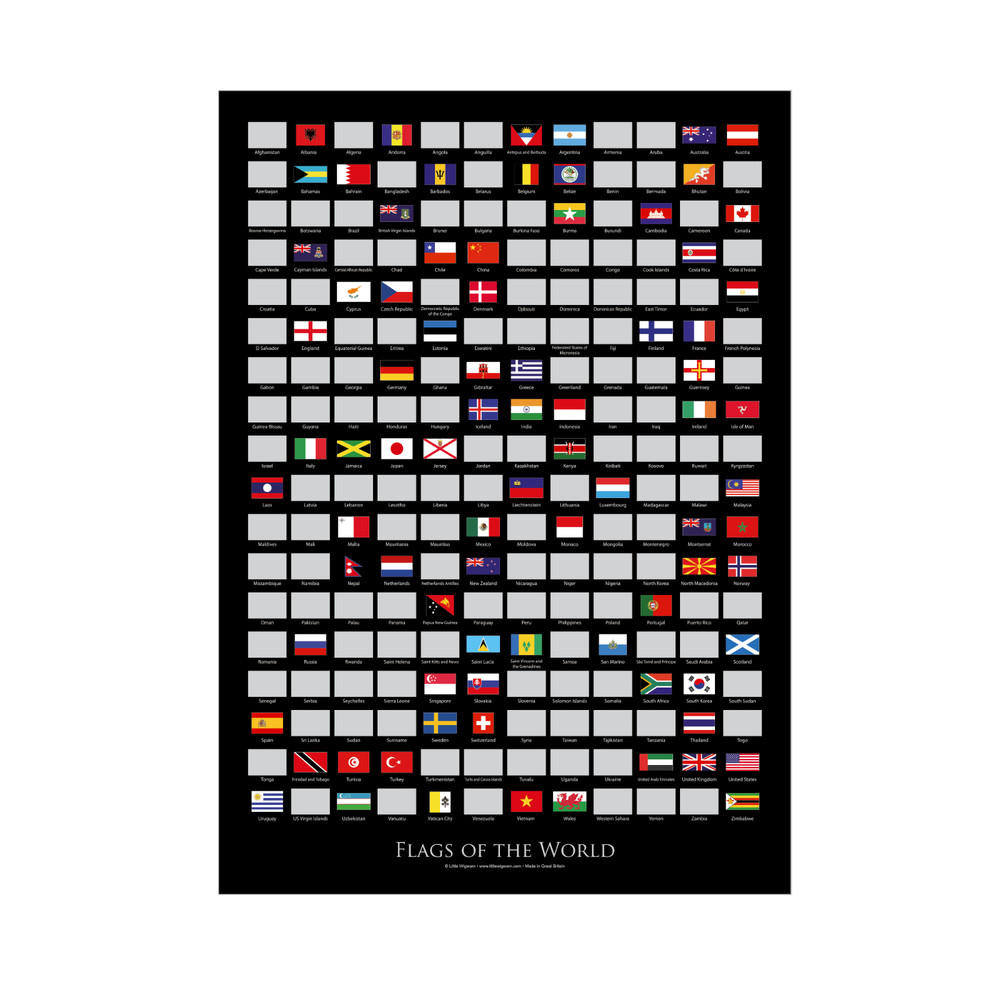Large Scratch Off Flags Of The World A2 Poster Travel Map Gift – Black Portrait