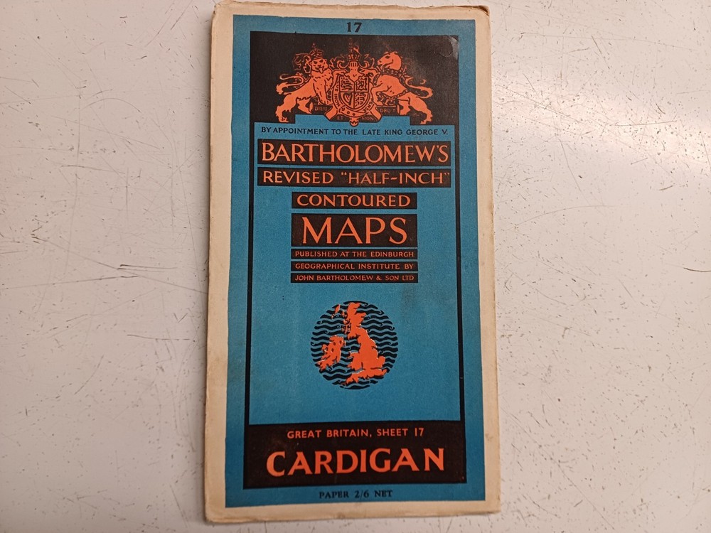 BARTHOLOMEWS CARDIGAN ORDNANCE SURVEY MAP PAPER 2/6 NET