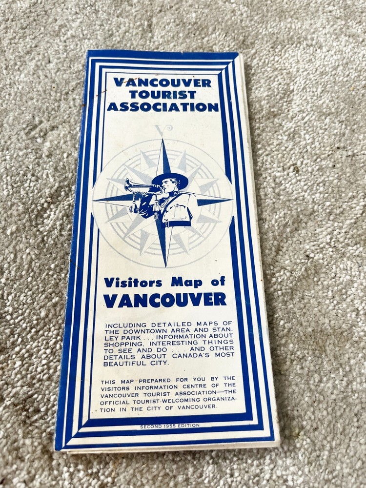 VINTAGE VANCOUVER TOURIST ASSOCIATION MAP 1955 2ND EDITION
