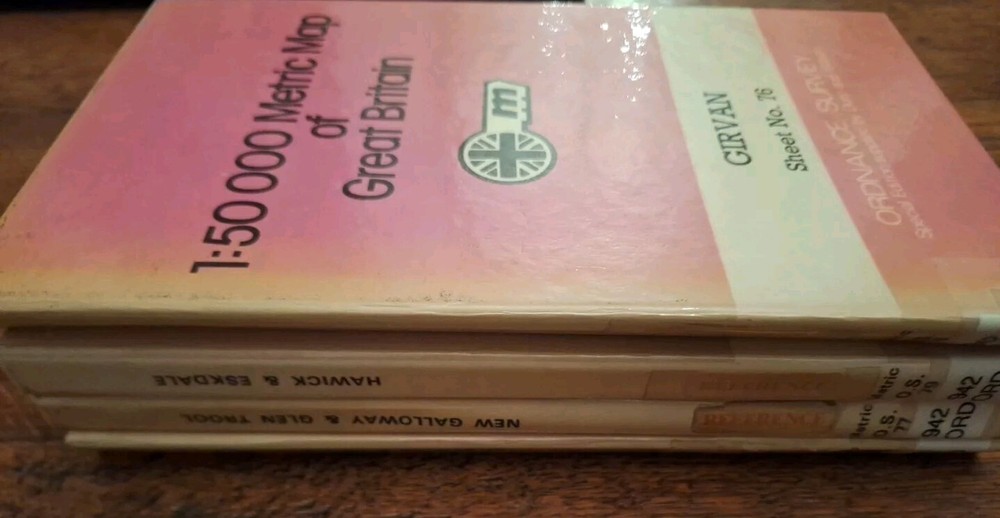 4 Ordance Survey Maps- Scotland 76,77,78,79 – Girvan, Hawick, Glen Trool etc