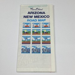 TravelVision Arizona New Mexico Road Map Folded Detailed Index Points