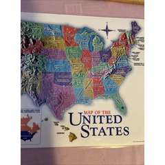 Map United States Laminated Placemat Education Homeschool 17×12″ Poster Capitals